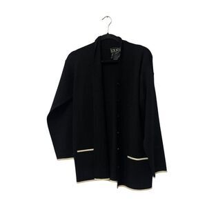 Laurèl Womens Cardigan Sweater Size 34 S Black Button Up Long Sleeve Pure Wool
